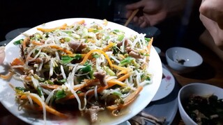 Giá xào lòng mề hoa thiên lý.nem rán giòn ngon tuyệt vời
