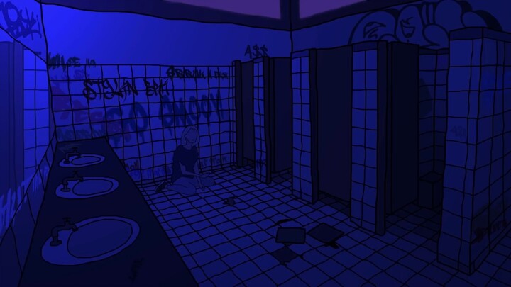 you're in a bathroom at a party