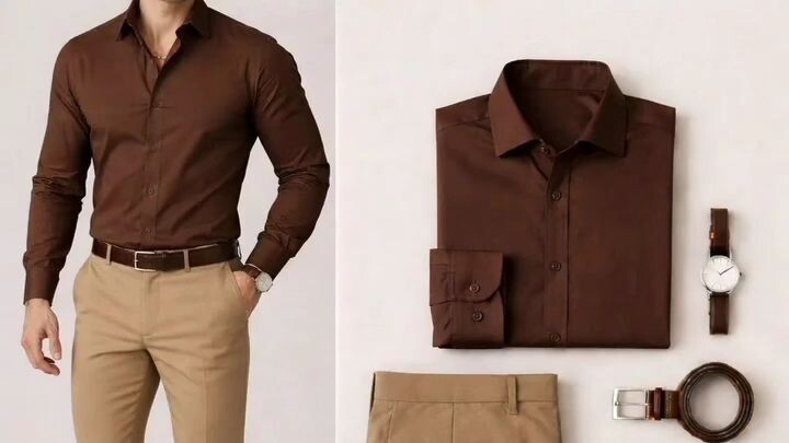 Produto Shopee - Kit Camisa Social Masculina e Calça Social Reta