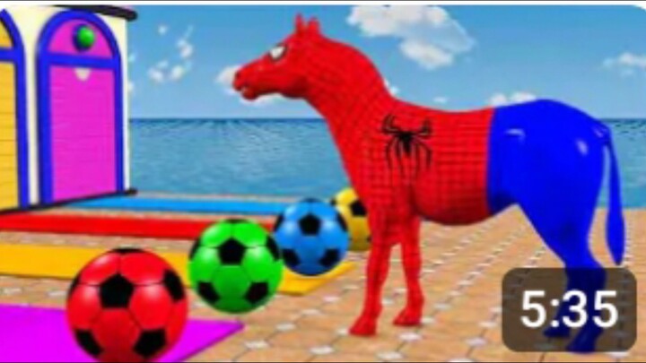 Five giant jelly blocks are hiding five colorful horses on Animals 3D