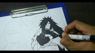 Naruto Shippuden-uchiha madara, drawing manga page