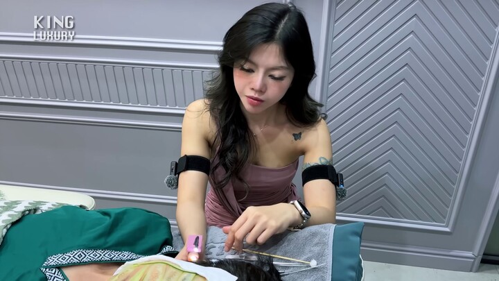 Luxury Barbershop Massage Deep Relax with Glamorous Girl