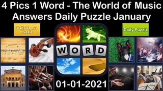 4 Pics 1 Word - The World of Music - 01 January 2021 - Answer Daily Puzzle + Daily Bonus Puzzle