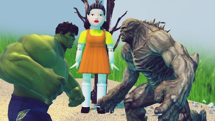 when the hulk and abomination playing squid game - marvel team