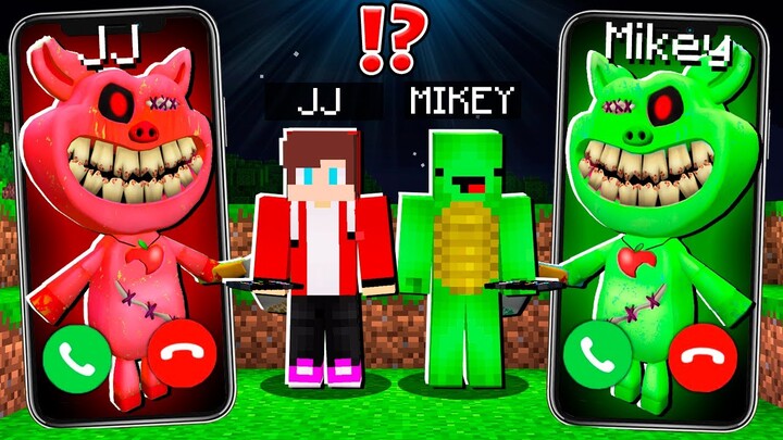 JJ Creepy PIGGY vs Mikey PIGGY CALLING to JJ and MIKEY at 3:00am ! - in Minecraft Maizen