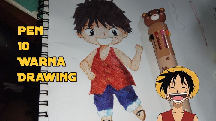 Luffy, One Piece Drawing  | Pulpen 10 Warna