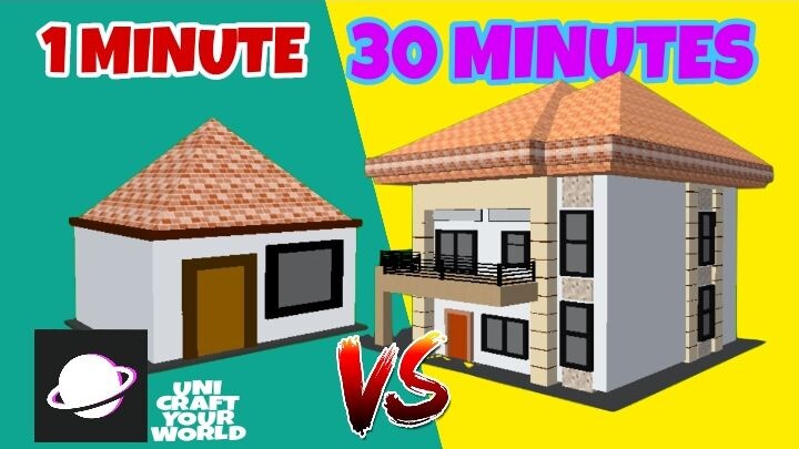 1 MINUTE VS 30 MINUTES CREATION OF HOUSE IN UNI CRAFT YOUR WORLD
