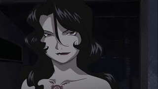 The fat man opened his bloody mouth to eat the beautiful girl