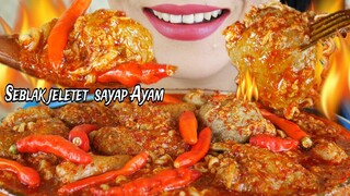 MAKAN SEBLAK JELETET TOPPING SAYAP AYAM, PEDASNYAA KEBANGETAN | EATING SOUNDS