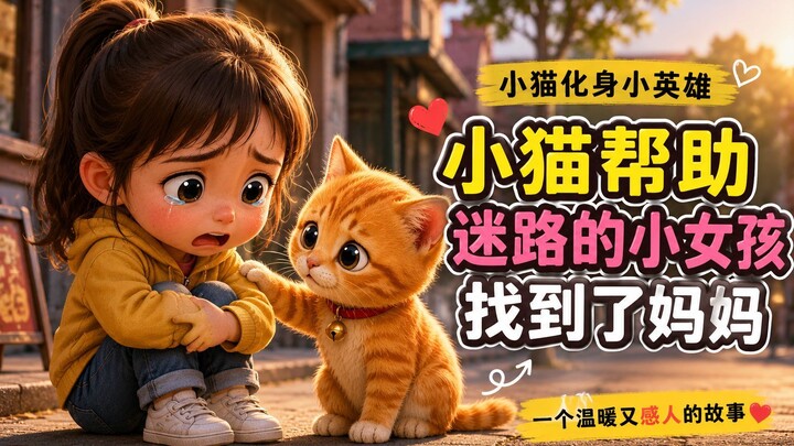 小猫帮助迷路的小女孩找到了妈妈 🐱❤️