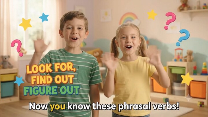 Master English Phrasal Verbs! | Kids Educational Video: Look for & Figure out!
