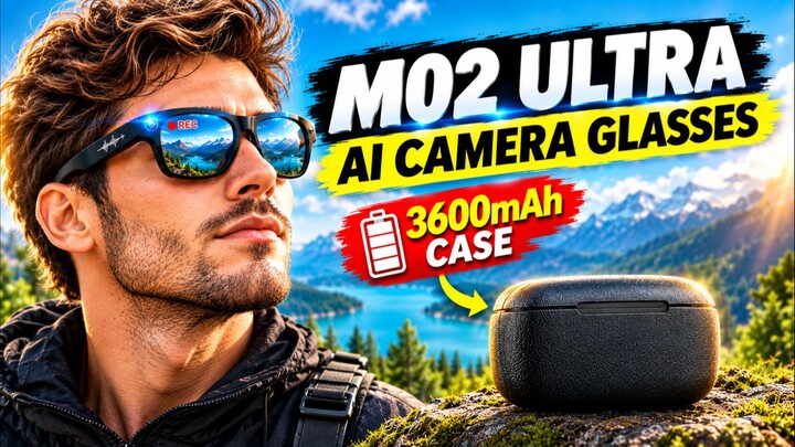 M02 Ultra AI Camera Glasses Review: 8MP Camera, AI & 3600mAh Case