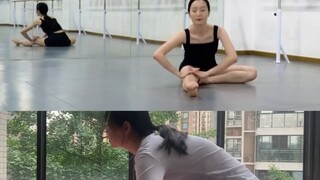 Orang dewasa tanpa dasar dalam soft opening/tes pribadi melakukan split selama tujuh hari/latihan pe