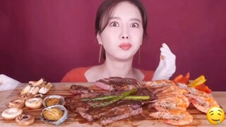 Mukbang thịt bò nướng tảng đá #mukbang #mukbangASMR