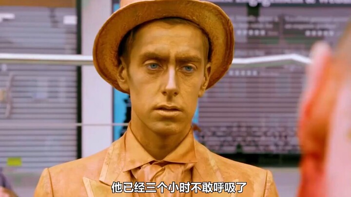 It's time to test your acting skills. In order to avoid zombies, the man pretends to be a bronze scu