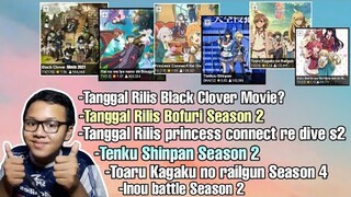 Black clover movie,Bofuri s2,Princes connect s2,Tenku shinpan s2,Toaru railgun s4,inou battle s2|Req