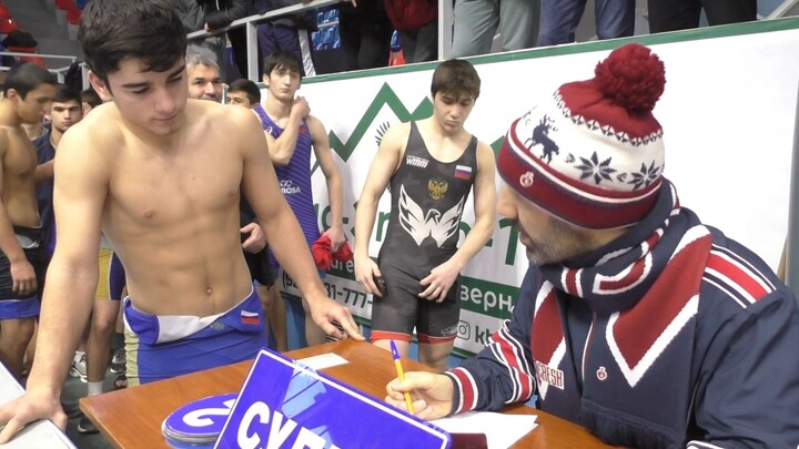 “Wrestlers’ weigh-in at the Dagestan Championship for athletes under 18, Khasavyurt, 2023.”