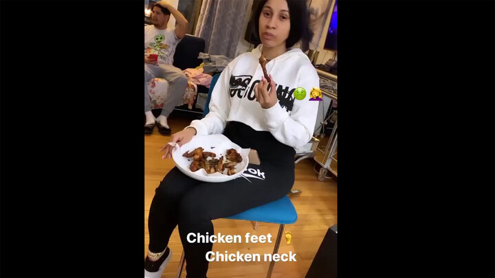 Cardi B Eating Chicken Feet ad Chicken Neck