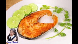 ปลาแซลมอน ย่างเกลือ : Grilled Salmon l Sunny Thai Food