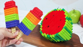 LEGO Fruit Ice Cream สูตรไอศกรีมแตงโมสายรุ้ง - Stop Motion Cooking & Lego ASMR