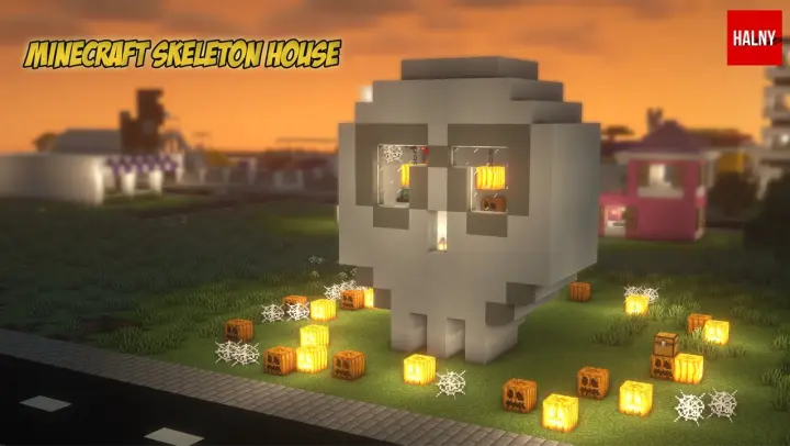 Minecraft skeleton house halloween