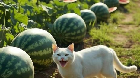 แมวเก็บแตงโม(Cat picks watermelon)