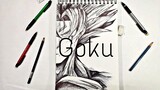 goku drawing by using ball point pen #anime drawing#dragon ball z