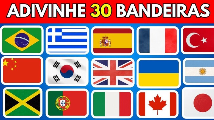 Quiz das Bandeiras: De Qual País é Essa Bandeira? Quiz com 30 Perguntas | #quizculturageral