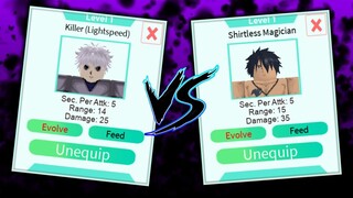 Level 1 Killua vs Level 1 Gray in all star tower defense