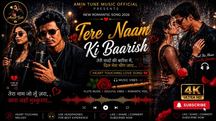 🎵 Tere Naam Ki Baarish ❤️ | Romantic Hindi Song 2026 | Touching Love Song | Amin Tune Music Officia