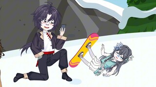 5岁萌娃雪地摔成“小乌龟”，00后奶爸拍照狂笑，小家伙气坏了