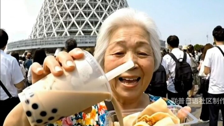 Nenek semangat tinggi berusia 90-an menantang “makan chendol dengan saus teh mutiara”