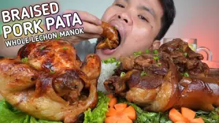 BRAISED PORK PATA and 1 WHOLE ROASTED CHICKEN MUKBANG