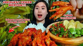 MUKBANG SEDERHANA CEKER MERCON KAREDOK LEUNCA LALAPAN MENTAH JENGKOL PETE PUCUK DAUN MANGGA#lalapan