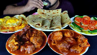 PARATHA, SPICY MUTTON ROGAN JOSH, EGG POACH, SALAD, CHILI ASMR MUKBANG EATING| #LiveToEATT