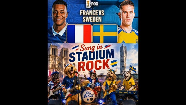 France VS Sweden Sung in Stadium Rock