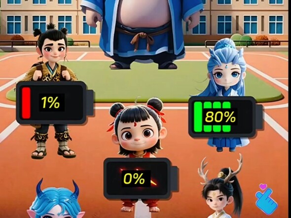 Little Nezha animation: age displayed based on battery power