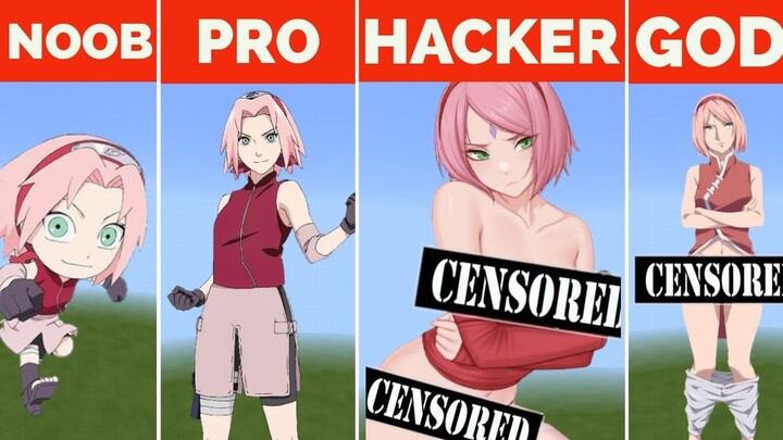 NOOB VS PRO VS HACKER VS GOD Minecraft Pixel art Naruto Shippuden: Sakura Haruno