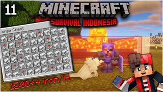 IRON FARM 1500++ IRON PER JAM!!! MINECRAFT SURVIVAL INDONESIA episode 11