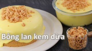 Bánh bông lan kem dừa nướng phiên bản "thiếu thốn" nguyên liệu của mình ^^