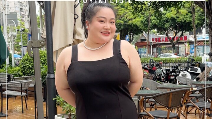 Tantangan berat 92 kg dengan outfit mini dress hitam ala General Manager Taikoo Li! Keren banget～～