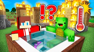 JJ and Mikey BLAZING HEAT in Minecraft the Scroaching Challenge Maizen