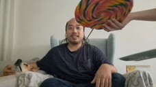 ASMR EATING SOUNDS - LARGEST RAINBOW LOLLIPOP