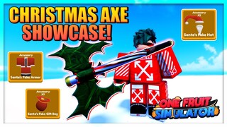 How To Get Christmas Axe and Accessories Full Showcase in One Fruit Simulator