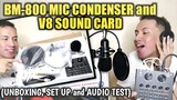 BM-800 Condenser Microphone + V8 Soundcard (Unboxing + Set-up and Audio Test)