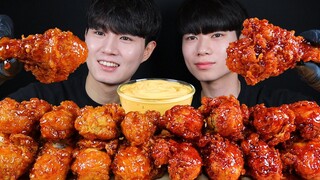 뱀파이어 치킨 리얼사운드 먹방ASMR MUKBANG SPICY FRIED CHICKEN & SWEET CHICKEN スパイシーなチキン Gà ไก่ Ayam eating sounds