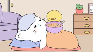 Bebek merawat anak kucing yang sakit｜Animasi ASMR