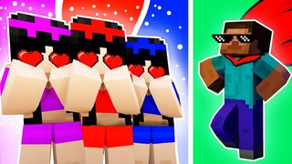 3 Elemental Sadako Sisters In Love With Super Herobrine!  - Minecraft Animation