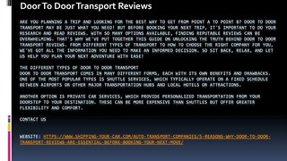 Door To Door Transport Reviews