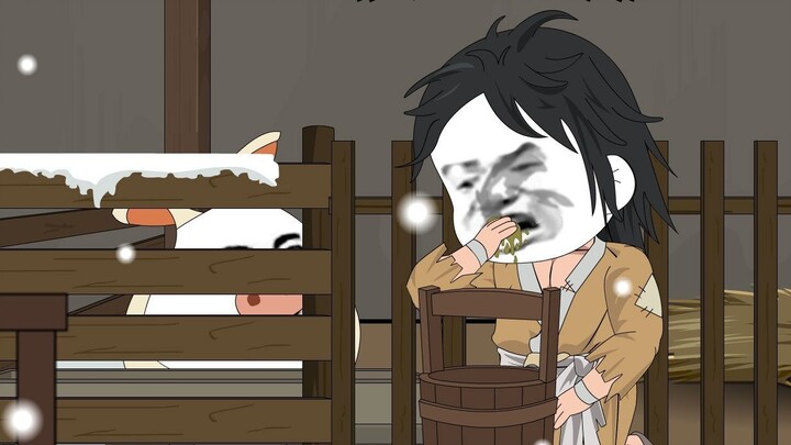Episode 1 of "The Legend of the Magic Gourd", an orphan went up the mountain to collect firewood and